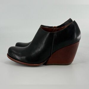 Kork Ease Holmes Black Leather Ankle Boots Booties Two Tone 6